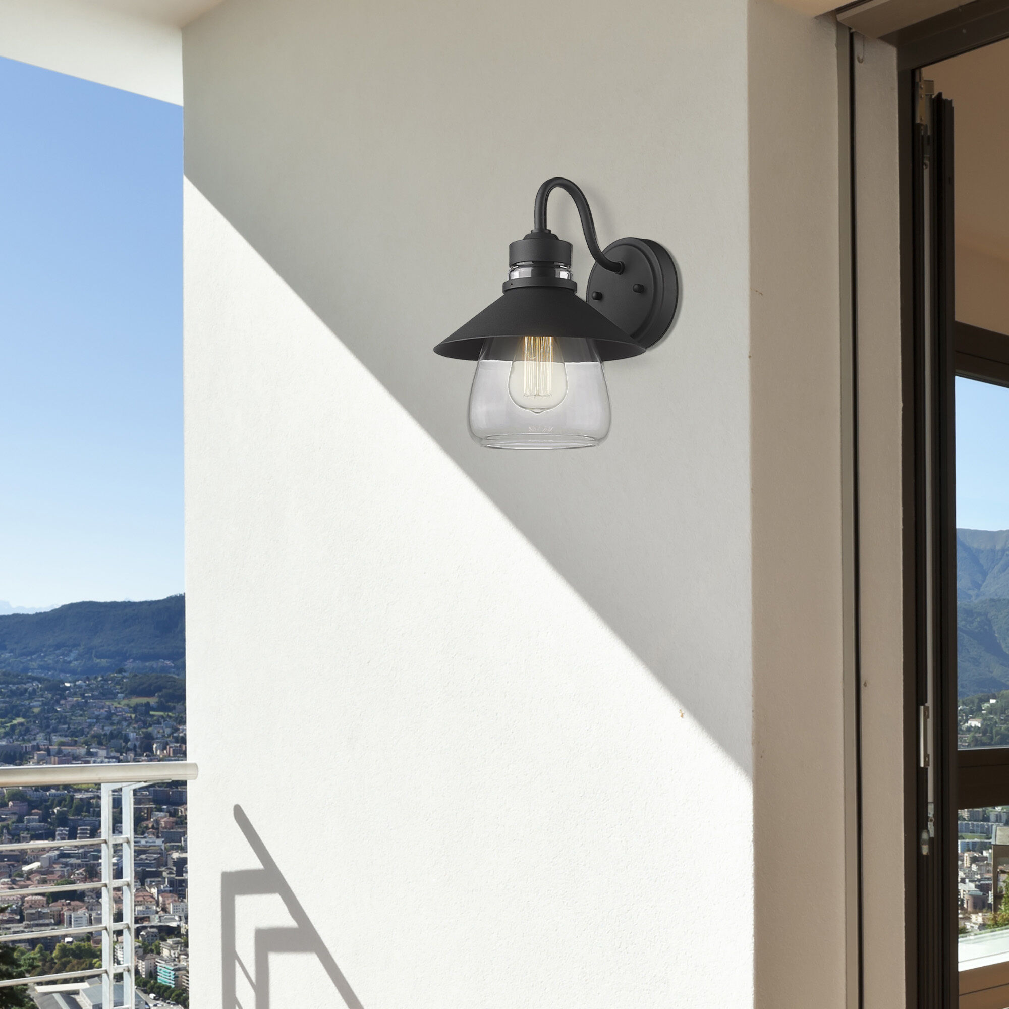 Demi 1 Light 12 inch Natural Black Outdoor Wall Light